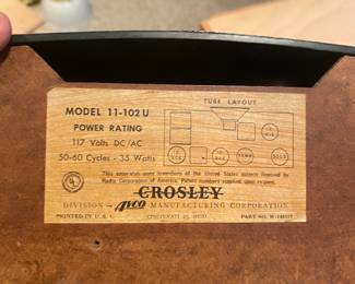 Crosley 11-102U Bullseye tube Radio