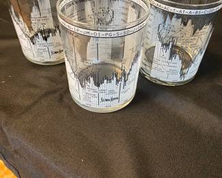 Neiman Marcus vintage ten-year Dow-Jones cocktail glasses