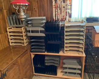 Tons of Office Supplies metal & plastic paper storage Shelves / organizers