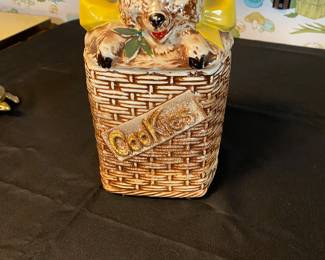 Vintage McCoy Cookie Jar Lamb in wicker Basketweave Basket