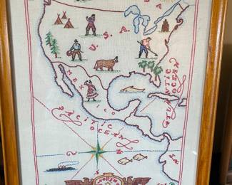 Embroidered Map of North America