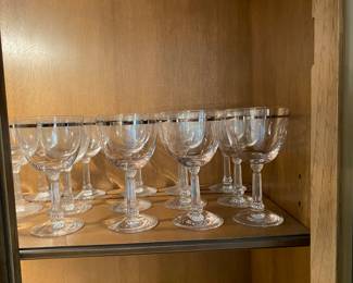 Vintage Fostoria Reflection Stem Glass Ware, Silver Platinum Band