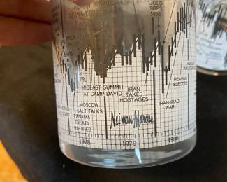 Neiman Marcus vintage ten-year Dow-Jones cocktail glasses