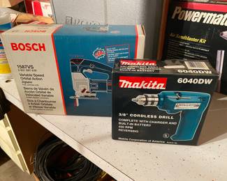Bosch Model #1587VS Variable Speed Orbital Action Jigsaw NEW in BOX                                                                          
   & Makita Model #6040DW 3/8 Cordless Drill NEW in BOX