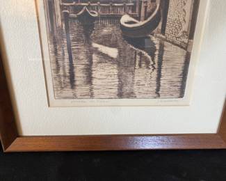 Framed "Venice in Snow" by Artist J Cassadei
