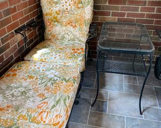 Vintage Woodard Wrought Iron Chair and Ottoman Patio Furniture