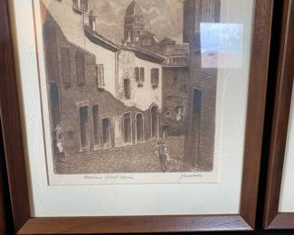 Framed Italian Street Scean by Artist J Cassadei