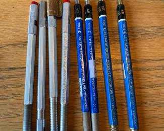 Vintage Eagle Turquoise Prestomatic 3377 Lead Holder, 1960's Drafting Pencil,                                                                          & Vintage Staedtler Mars Graphite 1001 Lumograph Mechanical Pencil 