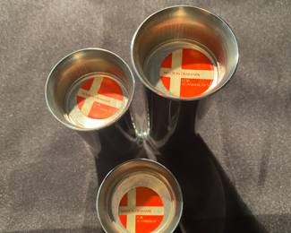 Swedish Modern Candelholders in Steel, Englesson, Sweden, 1970s, made in Denmark  for Scanmalay