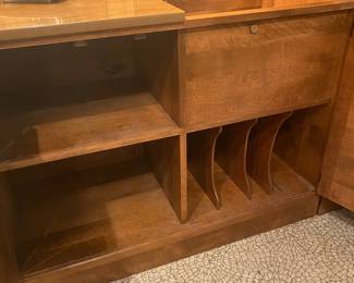 Ethan Allen Mid Century Shutter Door Media Cabinet Storage in Maple with Nutmeg Finish
