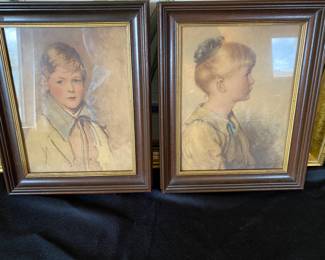 Vintage Charlotte Portrait by Sidney Bell                                
 & Peter Portrait by Arthur Garrett