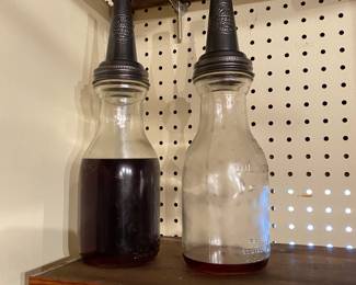 Vintage The Master Mfg. Co. Liquid Quart Glass Oil Bottle - 2 Available