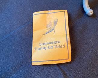 Vintage Pewter and Hand Cast Norwegian Cow Horn Drinking horn - Unique Folk Art Decoration