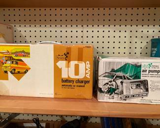 Sears 10amp battery Charger Model #71833 Automatic or Manual NEW in BOX                                                                       
     & Sears Portable 12-Volt DC Air Pump operates from Vehicle Cigarette Lighter Socket NEW in BOX