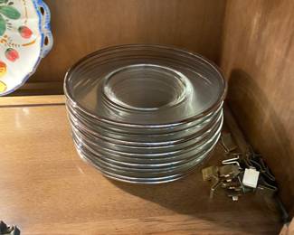 Vintage Fostoria Reflection desert plates, Silver Platinum