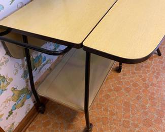 Retro MCM rolling drop leaf cart
