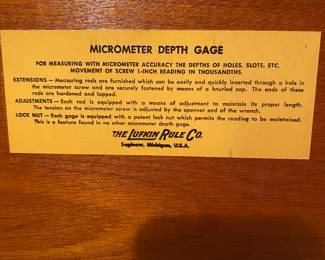 The Lufkin Rule Co. Micrometer Depth Gage