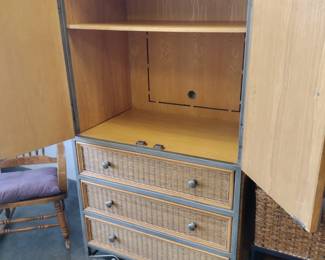 Wicker cabinet with drawers