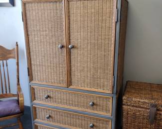 Wicker cabinet with drawers