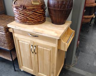 Rolling Kitchen Island. Butcher block top
