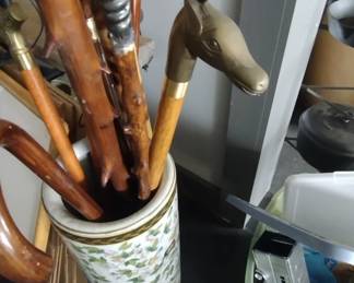 Vintage walking stick and cane collection