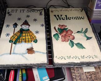 Decorative slate hand painted.