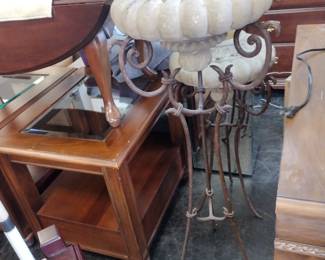 Large wrought iron decorative flower holders.