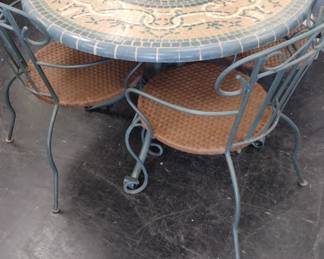 Patio table and wrought iron chairs new old stock 