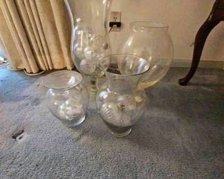 4 Glass Vases With Balls Inside