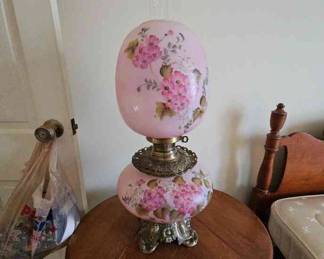 Vintage Electric Pink Victorian Huricane Lamp