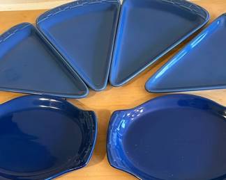 Longaberger Pottery Blue Pizza Plates More