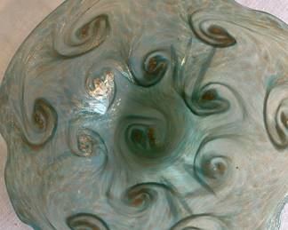 Heavy Turquoise And Gold Art Glass