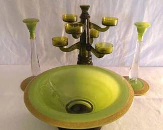 Green Candle Holders And More