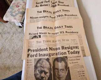 4 Vintage Newspapers...Nixon Resigns