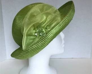 Miss Bierner Ladies Green Sinamay Hat 