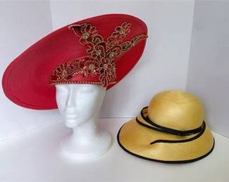 Coral Woven Cartwheel Hat Adolfo II Ladies Hat 