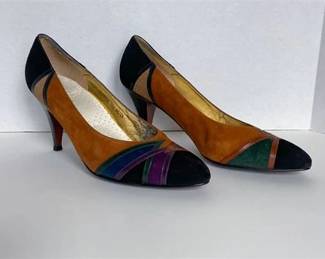 Vintage Florsheim Fantasy Suede Leather Heels 