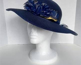 Navy Wide Brim Ladies Hat 