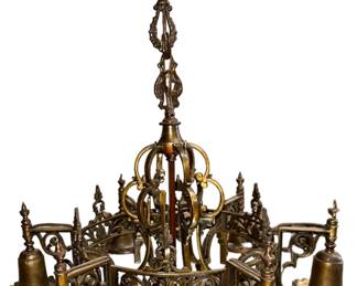 Antique Late Victorian Wrought Iron Chandelier