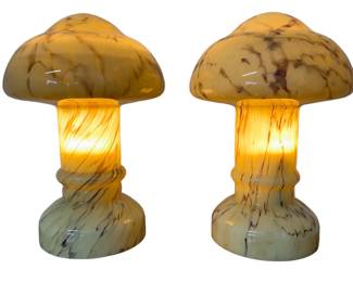 Pair Mid Century Italian Art Glass Lamps