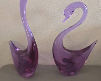 Murano Purple Swans
