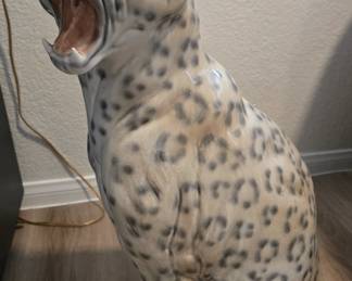 Snow Leopard Ceramic Statue 1970s