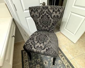 Gray Velvet Damask Chair