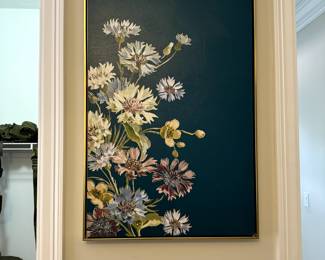 Teal Floral Artwork on Canvas