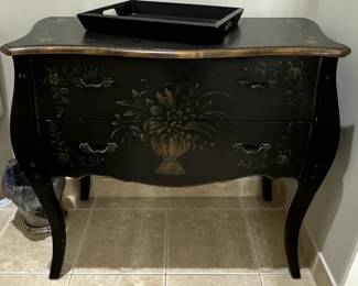 Black painted 2-drawer vintage chest