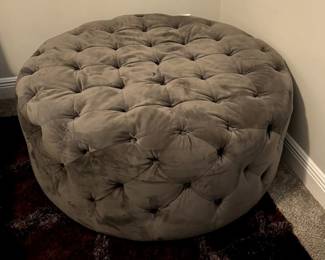 Large Gray Tufted Ottoman