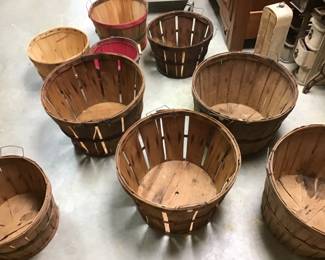  bushel baskets various sizes some with wooden bottoms