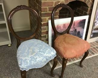 Set of six balloon back dining chairs. 