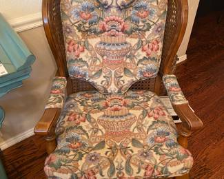 There are a pair of these chairs. Vintage chair with a classic upholstery. 