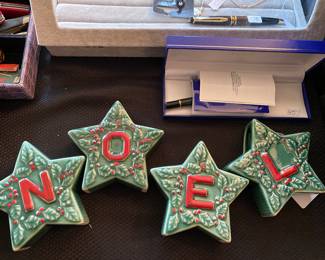 Vintage NOEL candle holder set 